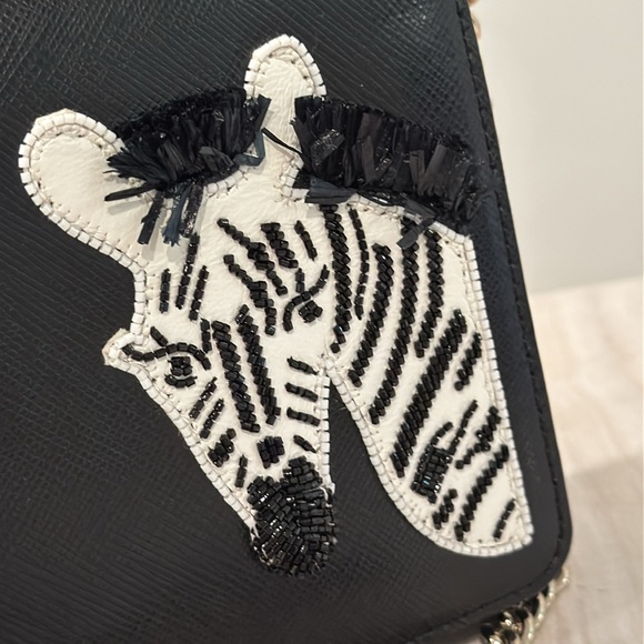 Kate Spade Bag Safari Giraffe and Zebra Black Leather Crossbody Bag RARE - Picture 6 of 17